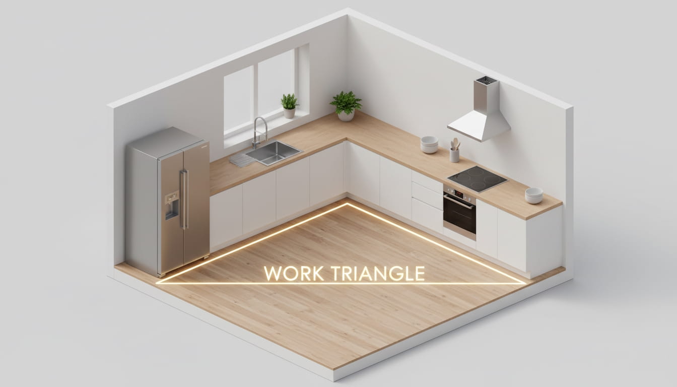 Правило рабочего треугольника: Как расставить мебель на кухне?
